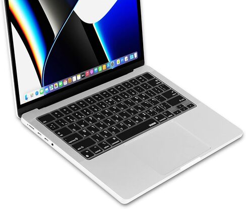 XSKN Hebrew Black US Version Silicone Keyboard Cover Skin for 2022-2026 MacBook Pro 14.2 16.2 inch MacBook Air 13.6 15.3 inch M1-M5 chip with Touch ID | for 2022-2026 MacBook Pro 14.2 16.2 inch MacBook Air 13.6 15.3 inch M1-M5 chip with Touch ID in Saudi Arabia