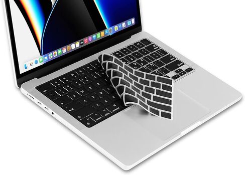 XSKN Hebrew Black US Version Silicone Keyboard Cover Skin for 2022-2026 MacBook Pro 14.2 16.2 inch MacBook Air 13.6 15.3 inch M1-M5 chip with Touch ID | for 2022-2026 MacBook Pro 14.2 16.2 inch MacBook Air 13.6 15.3 inch M1-M5 chip with Touch ID in Saudi Arabia