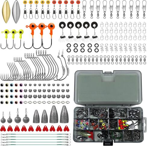 GOTOUR 128/209/240/265pcs Fishing Lures Kit with Tackle Box, All-in-1 Fishing Accessories Gear Set with Soft Lure, Minnow, Crankbait, Hooks, Sinkers, and Terminal Tackle Kit, Fishing Gifts for Men in Saudi Arabia