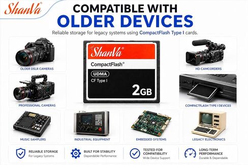 ShanVa 2GB CompactFlash Card – UDMA CF Memory Card for Older DSLR Cameras, Professional Cameras, HD Camcorders, Industrial Equipment & Music Samplers in Kuwait