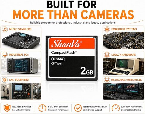 ShanVa 2GB CompactFlash Card – UDMA CF Memory Card for Older DSLR Cameras, Professional Cameras, HD Camcorders, Industrial Equipment & Music Samplers in Kuwait