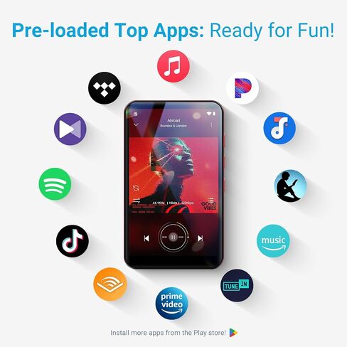 MECHEN X55 Android 10 Player 4 بوصة 96 جيجابايت شاشة لمس بلوتوث أسود/أحمر | بطاقة 3 جيجابايت + 32 جيجابايت + 64 جيجابايت، شاشة IPS 4 بوصة، تشغيل 2000 مللي أمبير في الساعة 15 ساعة، مكبر صوت، Spotify/Apple Music/Audible مثبتة مسبقًا، توسيع حتى 1 تيرابايت in Kuwait