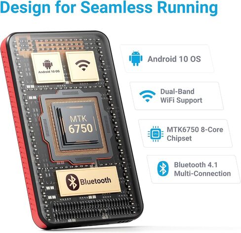 MECHEN X55 Android 10 Player 4 بوصة 96 جيجابايت شاشة لمس بلوتوث أسود/أحمر | بطاقة 3 جيجابايت + 32 جيجابايت + 64 جيجابايت، شاشة IPS 4 بوصة، تشغيل 2000 مللي أمبير في الساعة 15 ساعة، مكبر صوت، Spotify/Apple Music/Audible مثبتة مسبقًا، توسيع حتى 1 تيرابايت in Kuwait