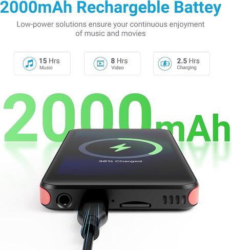 MECHEN X55 Android 10 Player 4 بوصة 96 جيجابايت شاشة لمس بلوتوث أسود/أحمر | بطاقة 3 جيجابايت + 32 جيجابايت + 64 جيجابايت، شاشة IPS 4 بوصة، تشغيل 2000 مللي أمبير في الساعة 15 ساعة، مكبر صوت، Spotify/Apple Music/Audible مثبتة مسبقًا، توسيع حتى 1 تيرابايت in Kuwait