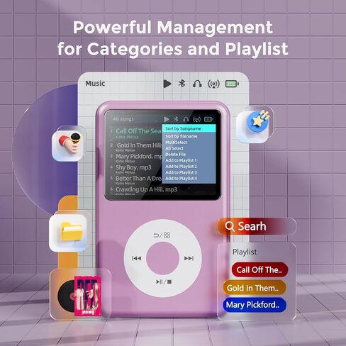 MP3 Player with Bluetooth Y1 64GB Video EBOOK Purple in Kuwait