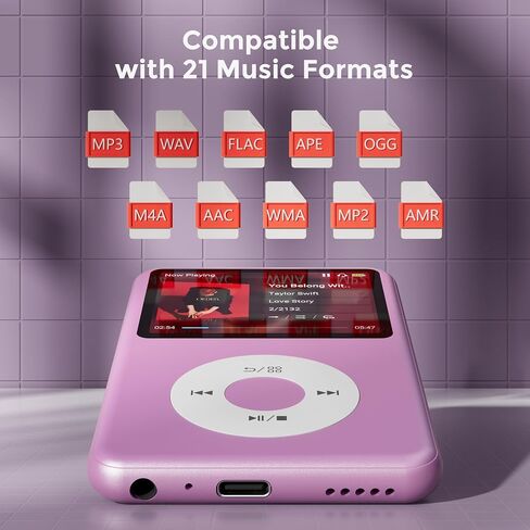 MP3 Player with Bluetooth Y1 64GB Video EBOOK Purple in Kuwait