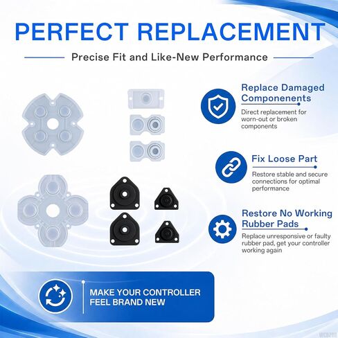 WCDZSU Conductive Rubber Pad Replacement for PS4 JDM-001 JDM-011 Controller | Silicone Adhesive Rubber Button Contact Keypads for DualShock D-Pad and ABXY Buttons Restoration with Tool Kit in Saudi Arabia