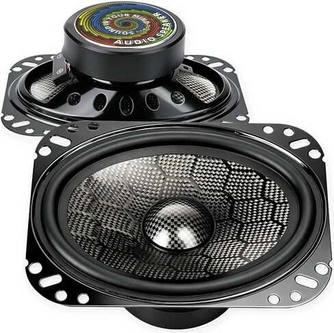 CarbonForce 6.5 Speakers, 1200W Peak 4 Ohm 6.5 Inch Car Speakers, 6-1/2 MidBass Woofer with Honeycomb-Weave Carbon Fiber Cone, Carbon Fiber Dust Cap for Car & Truck Doors, 2 Pack in Kuwait