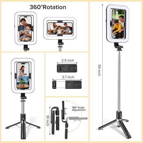 Selfie Ring Light with 54" Tripod Stand, Selfie Light for iPhone | Selfie Light with Extendable Tripod Stand with Phone Holder & Wireless Remote for iPhone & Android,YouTube, Makeup,TIKTok in Saudi Arabia