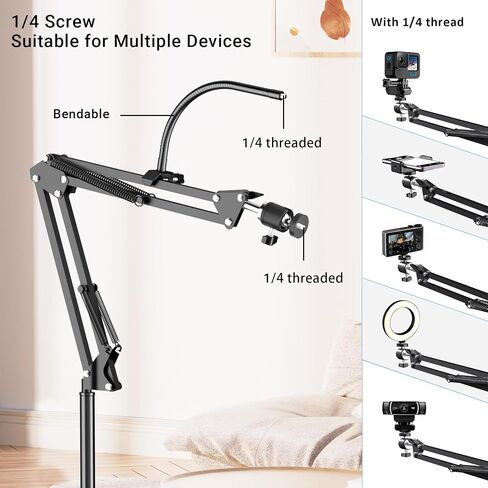 Floor Overhead Phone Mount with Dimmable Ring Light for Filming | Phone Tripod for Content Creators, Perfect for TikTok Videos, Live Streams, Makeup Tutorials, and Hands-Free Recording in Saudi Arabia