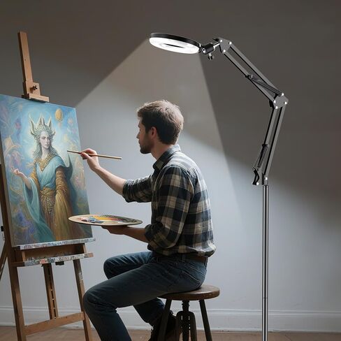 Floor Overhead Phone Mount with Dimmable Ring Light for Filming | Phone Tripod for Content Creators, Perfect for TikTok Videos, Live Streams, Makeup Tutorials, and Hands-Free Recording in Saudi Arabia
