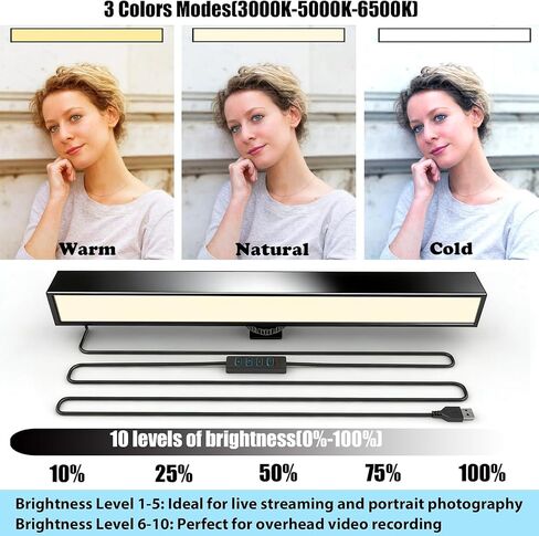 Desk Selfie Light with Overhead Phone Mount, Adjustable Arm | USB Powered Video Light with Phone Holder for Content Creation, Photo Shooting, Live Streaming and Video Recording in Saudi Arabia