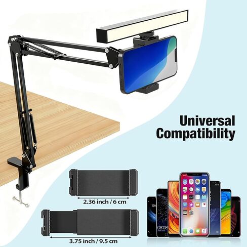 Desk Selfie Light with Overhead Phone Mount, Adjustable Arm | USB Powered Video Light with Phone Holder for Content Creation, Photo Shooting, Live Streaming and Video Recording in Saudi Arabia