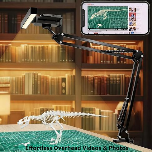 Desk Selfie Light with Overhead Phone Mount, Adjustable Arm | USB Powered Video Light with Phone Holder for Content Creation, Photo Shooting, Live Streaming and Video Recording in Saudi Arabia