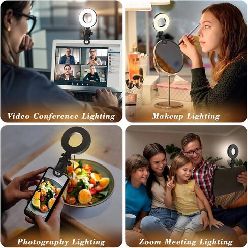 Ring Light [3 Color, 5 Brightness & Timer] 3.5'' Small Video Conference Lighting Clip On Monitor Laptop iPad Phone, USB Plug Dimmable Selfie Light for Working, Meeting, YouTube/TikTok Content Creator in Saudi Arabia