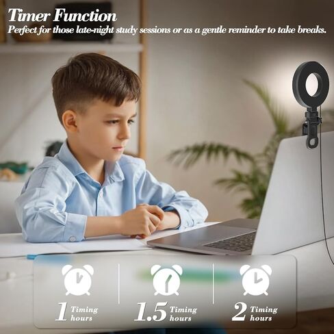 Ring Light [3 Color, 5 Brightness & Timer] 3.5'' Small Video Conference Lighting Clip On Monitor Laptop iPad Phone, USB Plug Dimmable Selfie Light for Working, Meeting, YouTube/TikTok Content Creator in Saudi Arabia