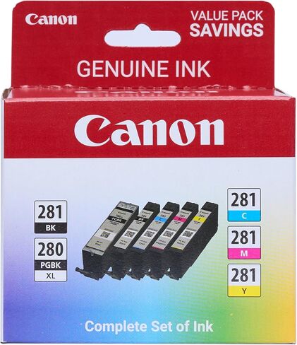 Canon PGI-280XL/CLI-281 5 Color Pack Compatible to TR8520, TR7520, TS9120 Series,TS8120 Series, TS6120 Series in Kuwait