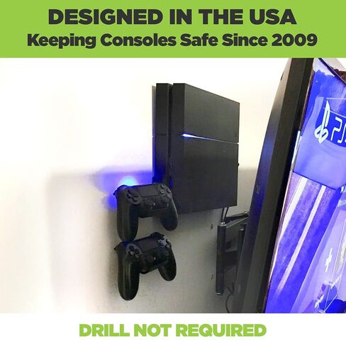 HIDEit Mounts 4 Bundle, Wall Mounts for Original PS4 and Controllers, Steel Mount for PS4 Original and 2 Controller Mounts to Safely Store Your PS4 and PlayStation Controller Near or Behind TV in Saudi Arabia