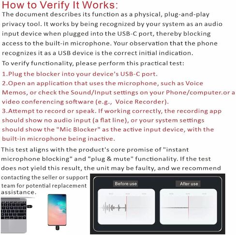 HUAXI USB C Microphone Blocker, Anti-Spy Mic Security Guard, Instant Privacy Protection, Portable Plug & Play Audio Privacy Device for Laptop, Phone, Tablet (Blue) in Saudi Arabia