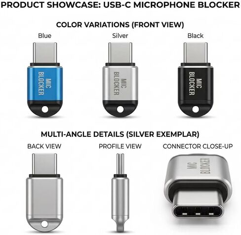 مانع ميكروفون HUAXI USB من النوع C، حارس أمان ميكروفون مضاد للتجسس، حماية فورية للخصوصية، جهاز محمول للخصوصية الصوتية للكمبيوتر المحمول والهاتف والكمبيوتر اللوحي (أسود) in Kuwait