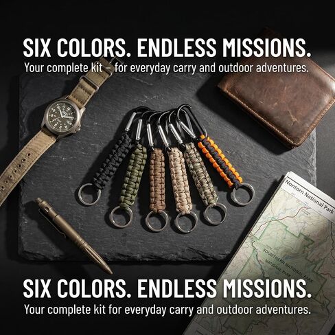Siutaga 6 Pcs Paracord Keychains with Carabiner, Braided Lanyard Ring Hook Clip for Keys Outdoor Camping Hiking Backpack Knife Flashlight Outdoor - 6 Colors in Saudi Arabia
