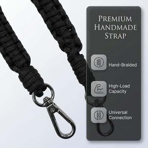 24 Inch Heavy Duty Key Lanyard Tactical Braided Rope Strap for Men, Strong Paracord Keychain with Metal Carabiner Clip for Outdoor Hiking Gear & Everyday Carry in Saudi Arabia