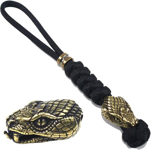 TRUFAS Paracord Knife Lanyard With Snake Bead Paracord Keychains | Lanyard for Pocket Knife EDC Tools Backpacks Keychains, Brass Snake Bead, Zipper Pulls, 5 INCHES in Saudi Arabia