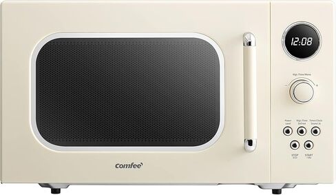 COMFEE' CM-M093ARD Retro Microwave with 9 Preset Programs, Fast Multi-stage Cooking, Turntable Reset Function Kitchen Timer, Mute Function, ECO Mode, LED digital display, 0.9 cu.ft, 900W, Red in Saudi Arabia