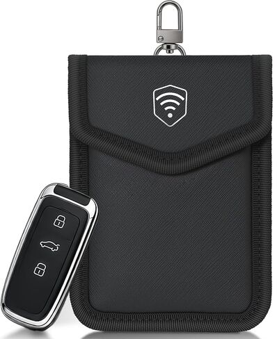 Faraday Pouch for Key Fob, Car Key Fob Signal Blocker Case, RFID Blocking Key Fob Protector, Waterproof Faraday Bag for Car Keys, Keyless Entry Remote Pouch (Black, 1 Pack) in Kuwait