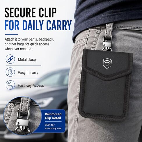 Faraday Pouch for Key Fob, Car Key Fob Signal Blocker Case, RFID Blocking Key Fob Protector, Waterproof Faraday Bag for Car Keys, Keyless Entry Remote Pouch (Black, 1 Pack) in Kuwait