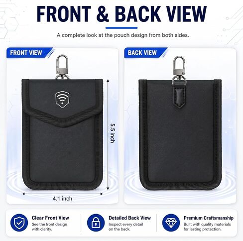 Faraday Pouch for Key Fob, Car Key Fob Signal Blocker Case, RFID Blocking Key Fob Protector, Waterproof Faraday Bag for Car Keys, Keyless Entry Remote Pouch (Black, 1 Pack) in Kuwait