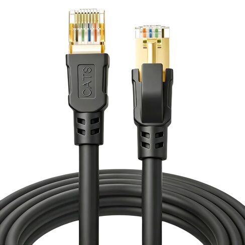 DDMALL Cat 8 Ethernet Cable 1.5FT, 40Gbps Round LAN Cable (1.5ft, White) | 1.5FT 3FT 6FT 10FT 15FT 20FT 25FT 30FT 40FT 50FT 65FT 100FT RJ45 Shielded Internet Cord for Gaming, PC, Router, Switch in Saudi Arabia