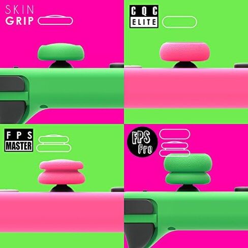 Skull & Co. Skin, CQC and FPS Thumb Grip Set Joystick Cap Analog Stick Cap for Nintendo Switch Joy-Con Controller - Neon Pink+Green, 3 Pairs(6pcs) in Saudi Arabia