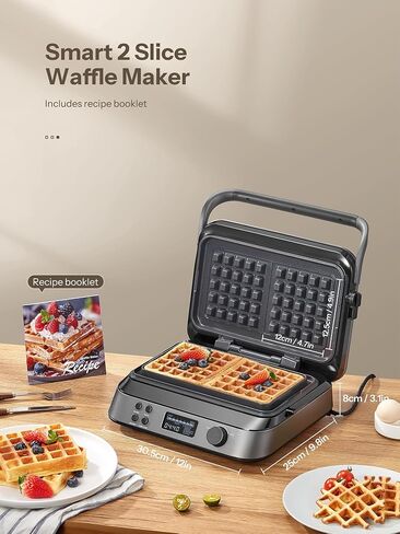 Reemix 1600W Double Belgian Waffle Maker | LCD Display, 5 Preset Programs, 7 Browning Levels, Countdown Timer, More Time Function, Nonstick Plates, Overflow Channel in Saudi Arabia