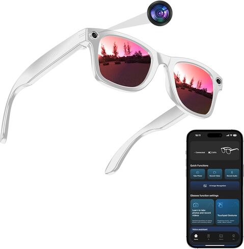 AI Smart Camera Glasses for Men Women, 4K Photography,1080P HD Video Recording,Real-Time Translation, Open-Ear Audio,Voice Assistant, Lightweight in Saudi Arabia