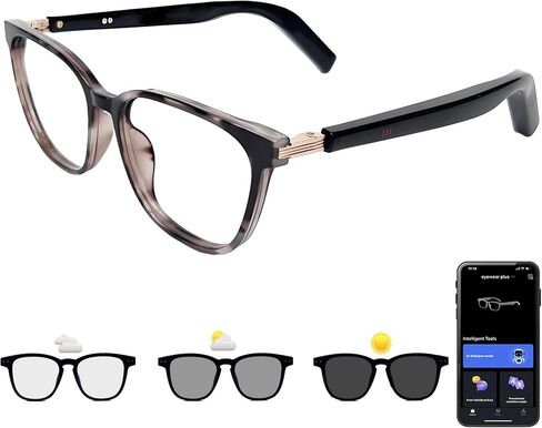 AI Smart Glasses with Translation, Photochromic Lenses & Bluetooth Audio | Real-Time Translation, AI Voice Assistant, UV/blue light protection, Music & Hands-Free Calling for Men & Women-Black in Saudi Arabia