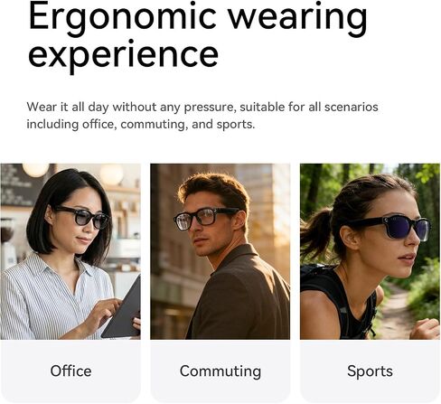 Smart AI Glasses with Camera, 4K HD Video & 8MP Photo Capture, Real-Time Translation, Recording Glasses, Wireless Charging, Voice Assistant, Open-Ear Audio, Object Recognition, Bluetooth, 3 Lens in Saudi Arabia