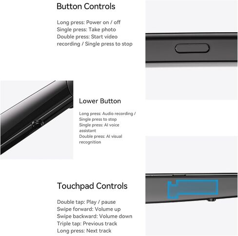 Smart AI Glasses with Camera, 4K HD Video & 8MP Photo Capture, Real-Time Translation, Recording Glasses, Wireless Charging, Voice Assistant, Open-Ear Audio, Object Recognition, Bluetooth, 3 Lens in Saudi Arabia