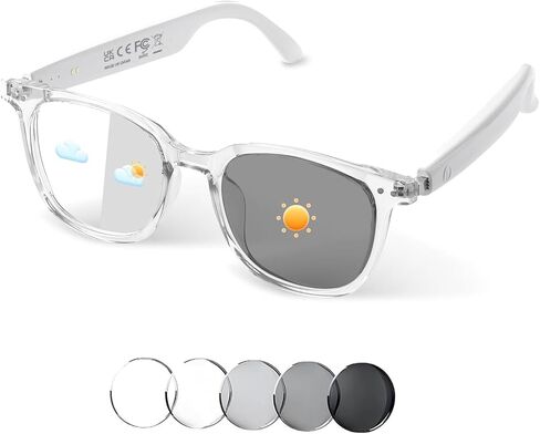 2026 Al Smart Glasses, Bluetooth Translation Glasses with 164 Languages | Color-Change Lens, Music & Call, IP65 Waterproof, Free App, Fashion Audio Glasses for Meeting Driving Travelling,Thin Temples in Saudi Arabia