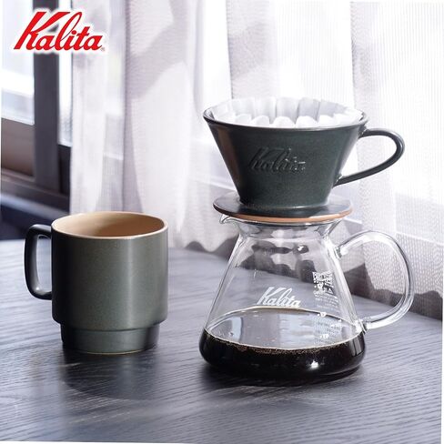 Carita Kalita Coffee Dripper Mino Ware High Heat Retention Pottery for 1 to 2 People, DACHI & KalitaMI 155, Sand Black #01107, Wave Series, Made in Japan, Drip Equipment, For 1 Person in Saudi Arabia