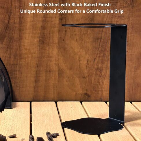 Pour Over Coffee Station Coffee Dripper Stand Stainless Steel (Black Rounded Square) in Saudi Arabia