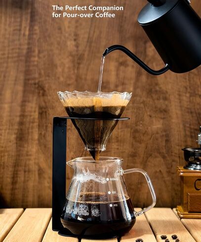 Pour Over Coffee Station Coffee Dripper Stand Stainless Steel (Black Rounded Square) in Saudi Arabia