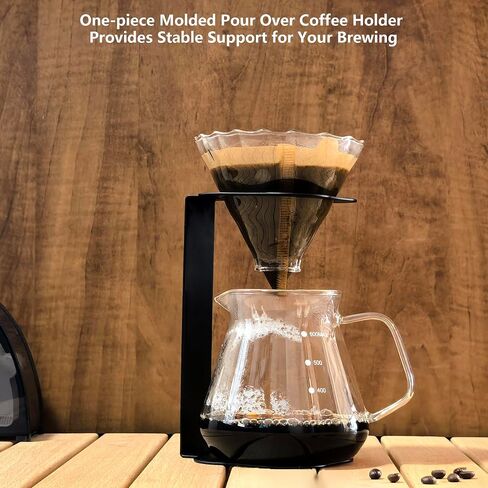 Pour Over Coffee Station Coffee Dripper Stand Stainless Steel (Black Rounded Square) in Saudi Arabia