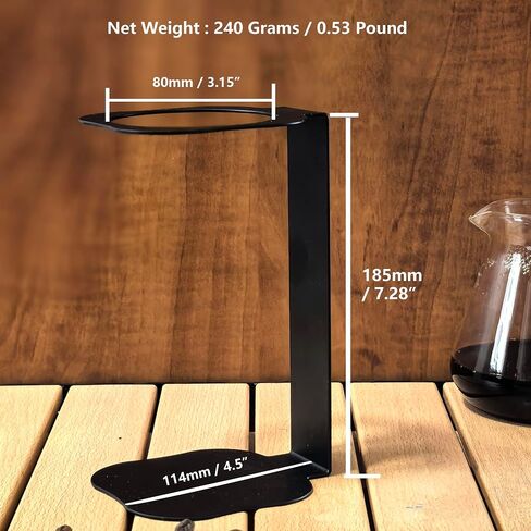 Pour Over Coffee Station Coffee Dripper Stand Stainless Steel (Black Rounded Square) in Saudi Arabia