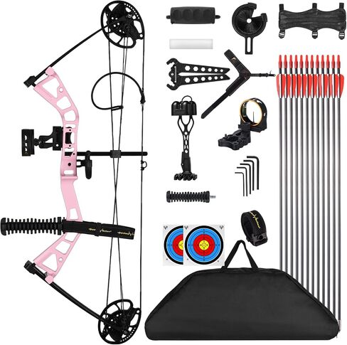 Lanneret Youth Compound Bow Package for Youth & Kids,Beginners and Women,10-40 Lbs Draw Weight,16"-28" Draw Length,290fps，Compound Bow Kit for Beginner in Saudi Arabia