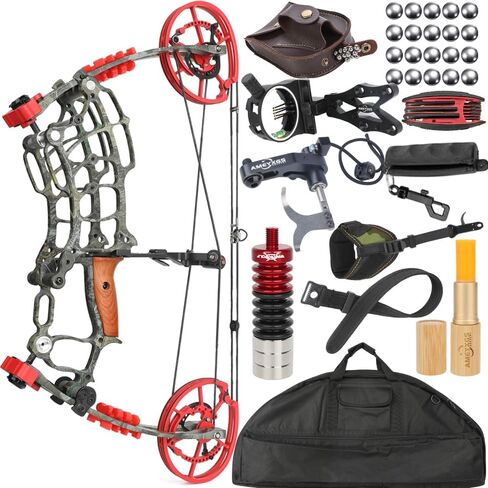 Dual-Use Compound Bow Set, 30-70lbs, 25-30" Draw,Ready to Hunt Kit | Ambidextrous, adjustable draw weight,arrows and steel balls, 320-340 FPS, hunting fishing in Saudi Arabia