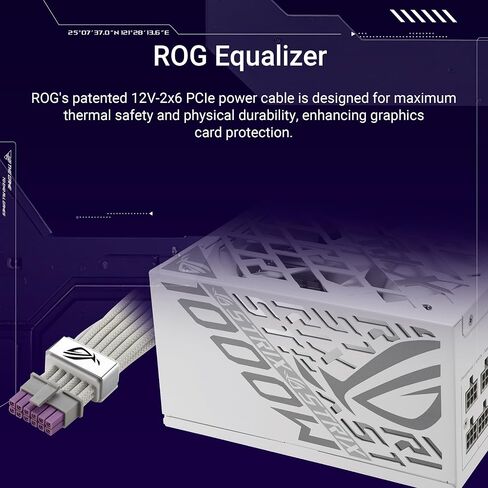 ASUS ROG Strix 1000W Platinum White Edition (80 Plus & Cybenetics Platinum، Modular ATX، ATX 3.1، PCIe 5.1، GaN MOSFET، GPU-First IVS، كابل طاقة ROG Equalizer 12V-2x6، ضمان لمدة 10 سنوات) in Kuwait