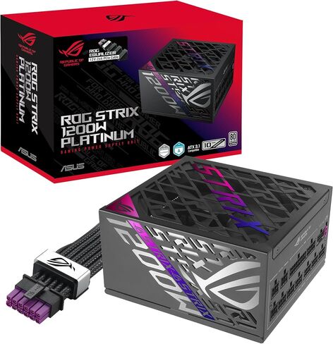 ASUS ROG Strix 1200W Platinum (80 Plus وCybenetics Platinum، وحدات ATX، ATX 3.1، PCIe 5.1، GaN MOSFET، GPU-First IVS، ROG Equalizer 12V-2x6 GPU Power Cable، ضمان 10 سنوات) in Kuwait