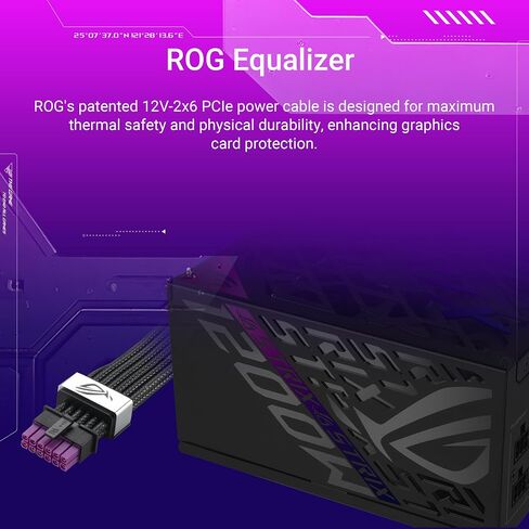 ASUS ROG Strix 1200W Platinum (80 Plus وCybenetics Platinum، وحدات ATX، ATX 3.1، PCIe 5.1، GaN MOSFET، GPU-First IVS، ROG Equalizer 12V-2x6 GPU Power Cable، ضمان 10 سنوات) in Kuwait