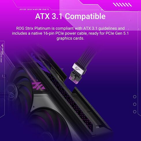 ASUS ROG Strix 1200W Platinum (80 Plus وCybenetics Platinum، وحدات ATX، ATX 3.1، PCIe 5.1، GaN MOSFET، GPU-First IVS، ROG Equalizer 12V-2x6 GPU Power Cable، ضمان 10 سنوات) in Kuwait